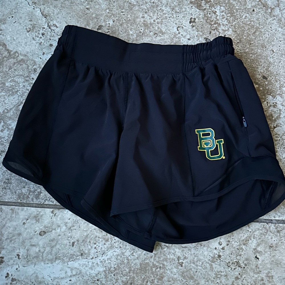 lululemon athletica Black Athletic Shorts with Green Logo